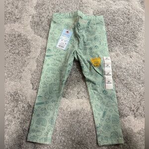 Apple Kids Leggings with Fun Patterns - Light Green 3T..#866